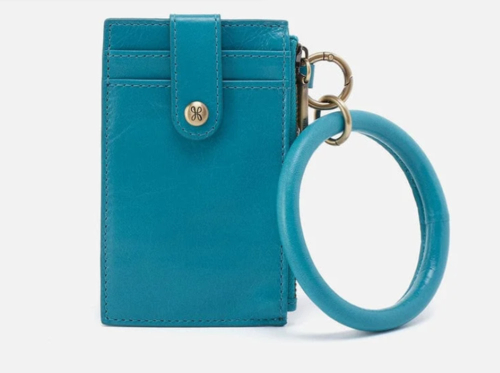 Hobo Leather Ring Credit Card Wristlet in Biscayne Blue NEW! - Picture 1 of 6